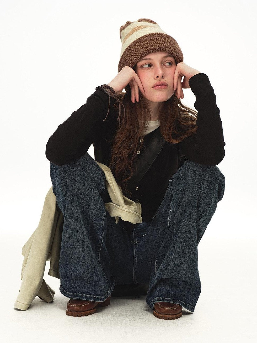 Country Moment Soft Cotton Blend Slim Cropped Round Neck Women Black Button Cardigans