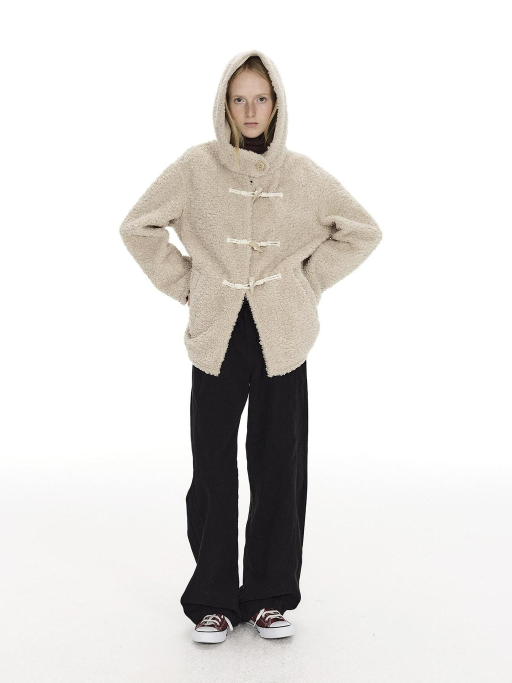 Country Moment Warm Hooded Loose Fit Cleanfit Youth Casual Polyester Beige Wool Coats