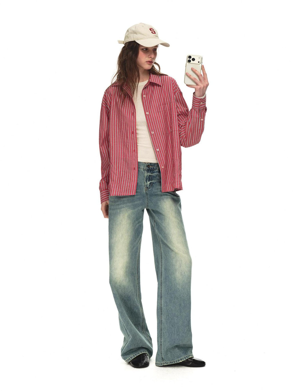 Country Moment Breathable Cotton Blend Gradient Wash Relaxed Mid Rise Unisex Wide Leg Jeans