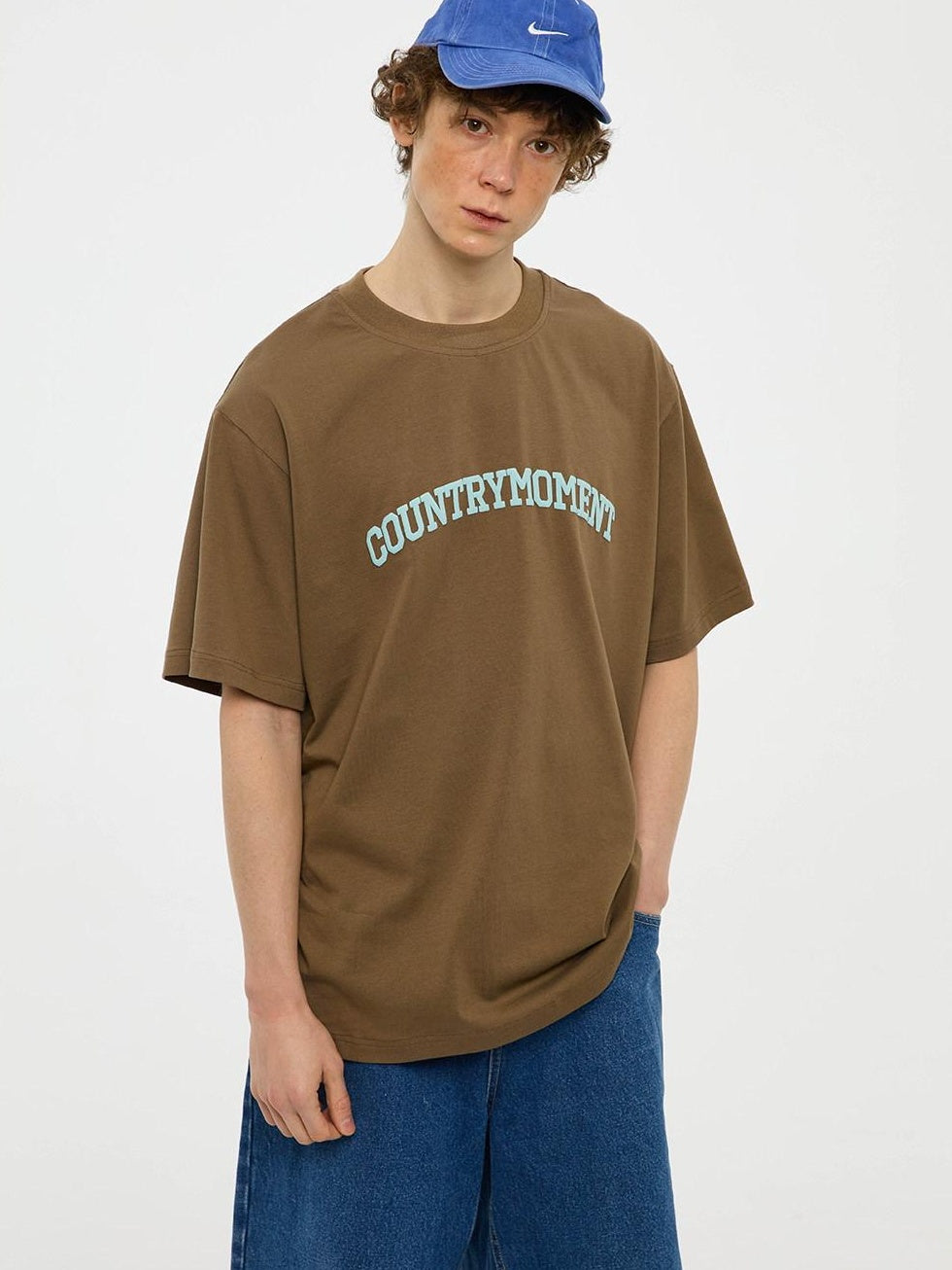 Country Moment Pure Cotton Japanese Loose Fit Crew Neck Letter Logo Print Short Sleeve T-Shirts