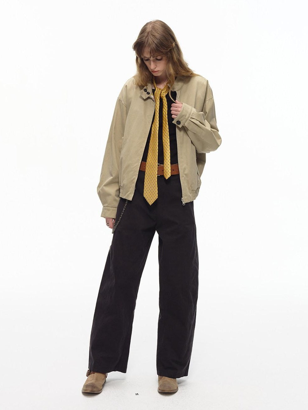 Country Moment Reversible Loose Vintage Plaid Unisex Khaki Cotton Windproof Cropped Jackets