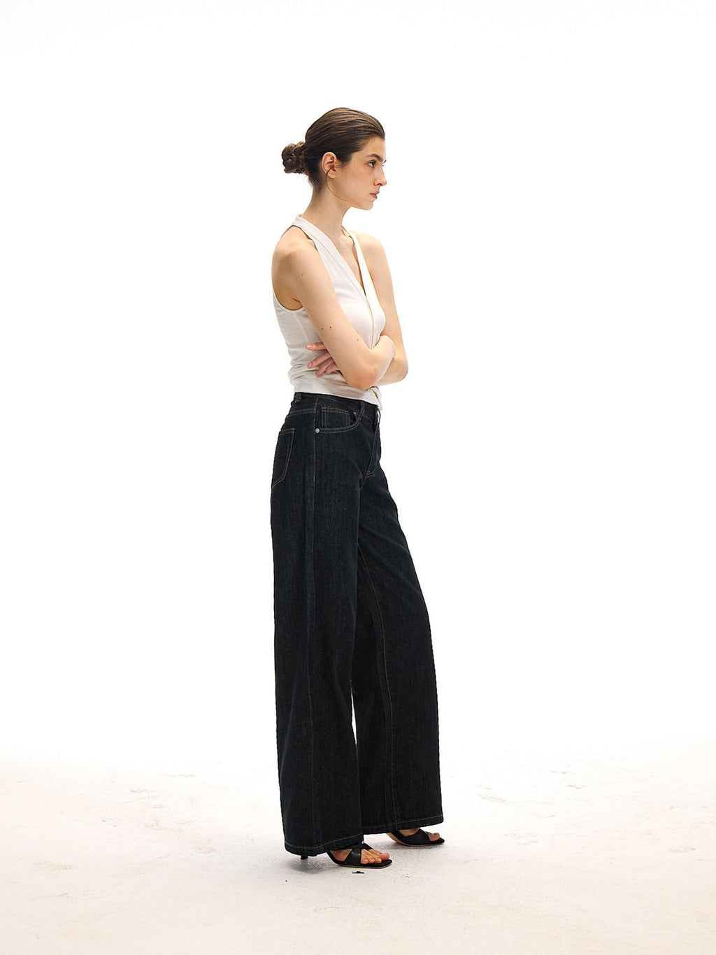 Country Moment High Rise Washed Relaxed Zip Fly Dark Navy Stretch Straight Leg Jeans