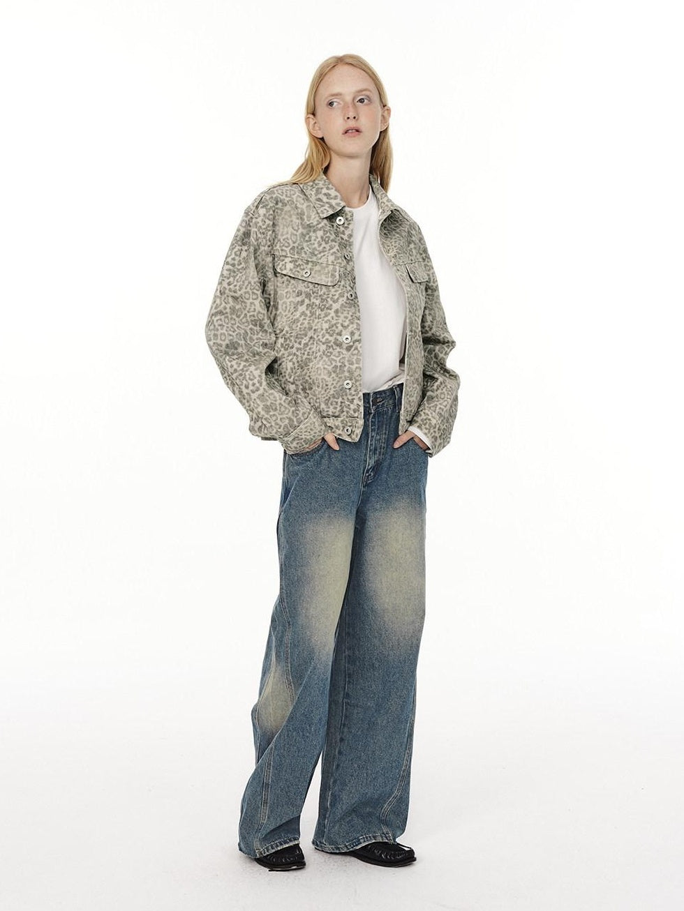 Country Moment Soft Cotton Blend Mid Rise Relaxed Vintage Gradient Blue Straight Leg Jeans