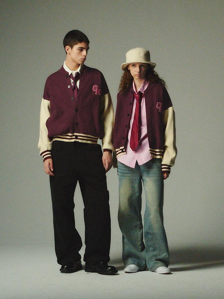 Country Moment No Itch Youth Loose Fit Unisex Casual Burgundy Baseball Collar Bomber Jackets