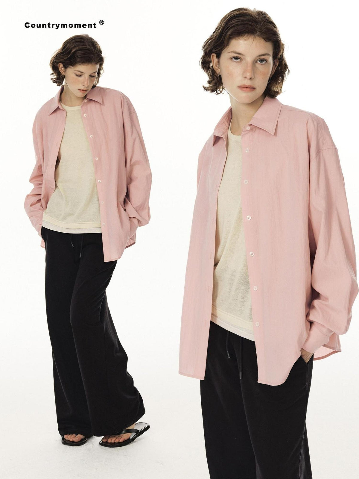Country Moment Soft Lyocell Nylon Loose Fit Button Down Unisex Long Sleeve Shirts