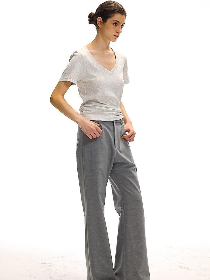 Country Moment Breathable Loose Street Sport Zip Fly Women Solid Gray Straight Pants