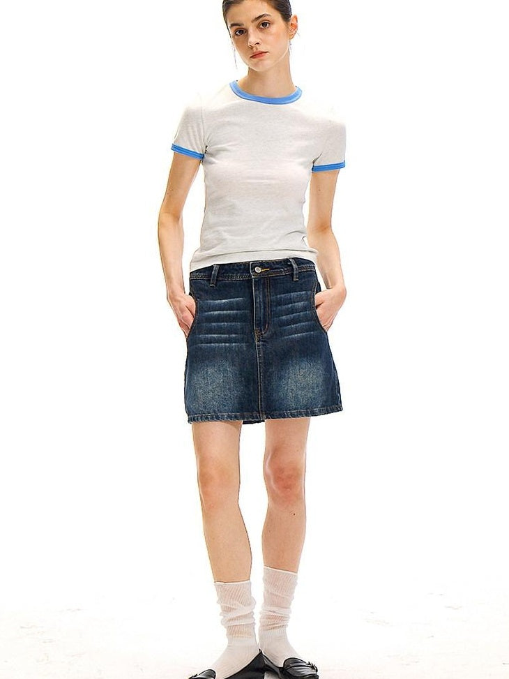 Country Moment 100% Cotton Ribbed Crew Neck Moisture Wicking Two Tone Short Sleeve T-Shirts