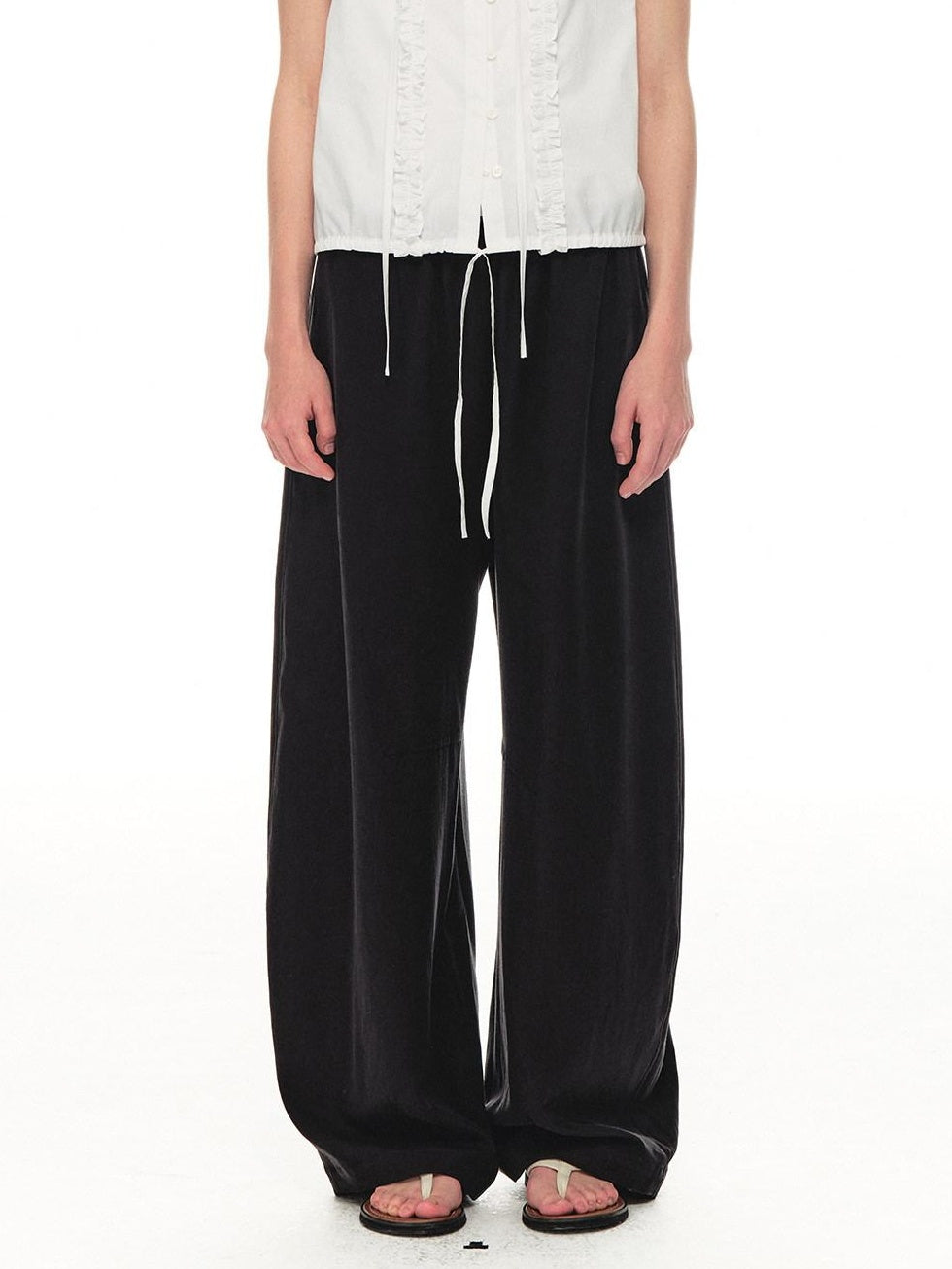 Country Moment Breathable Lyocell Linen Relaxed Balloon Drawstring Unisex Casual Wide Leg Pants