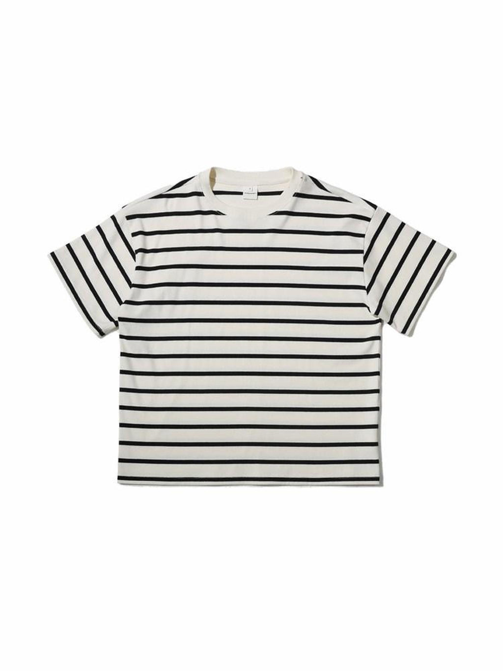 Country Moment Breathable Cotton Loose Fit Unisex Black White Striped Short Sleeve T-Shirts