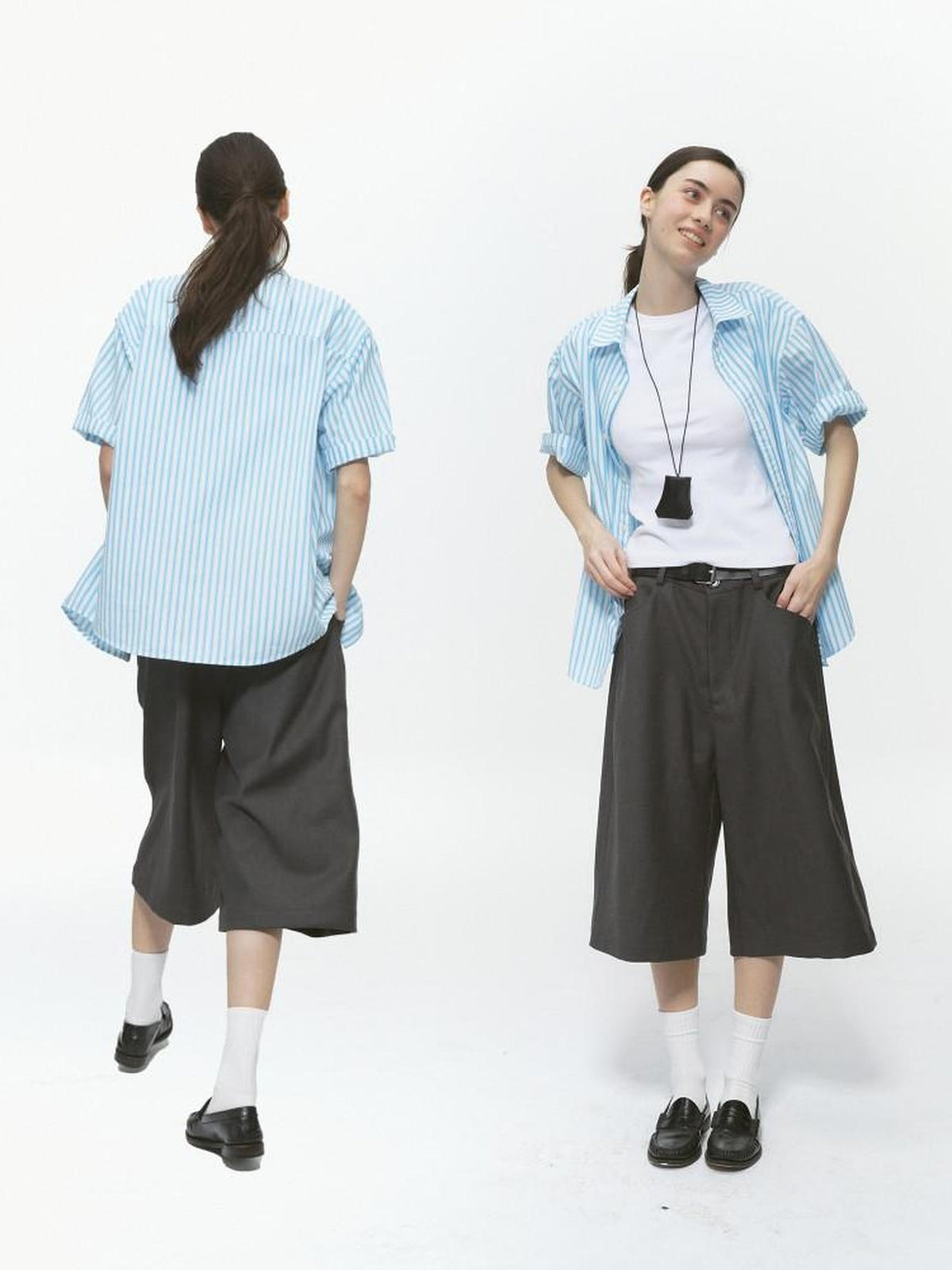 Country Moment Breathable 100% Cotton Street Loose Patchwork Striped Unisex Short Sleeve Shirts