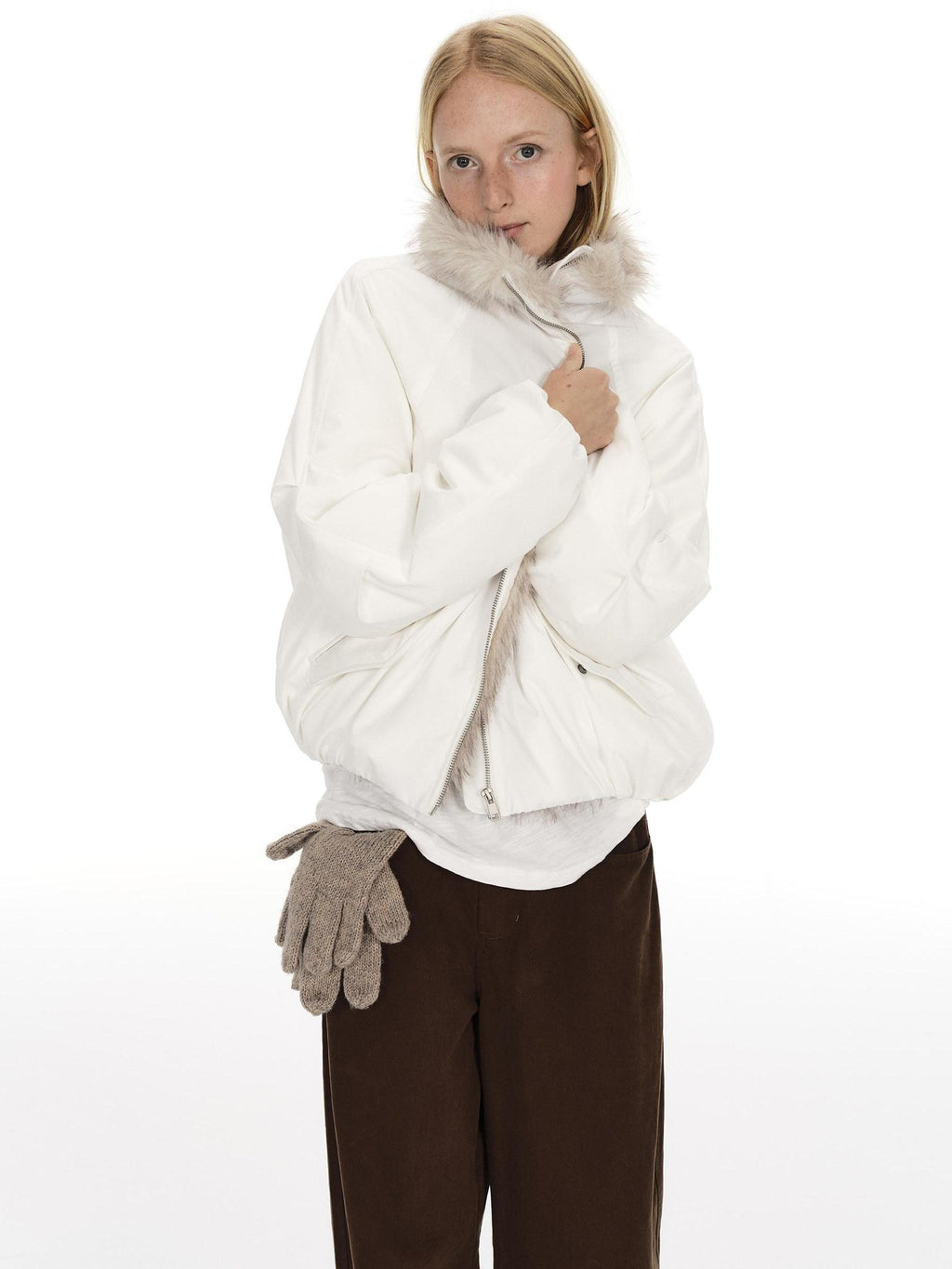Country Moment 90% White Duck Down 650Fp Fur Collar Loose Short Women City Casual Down Jackets