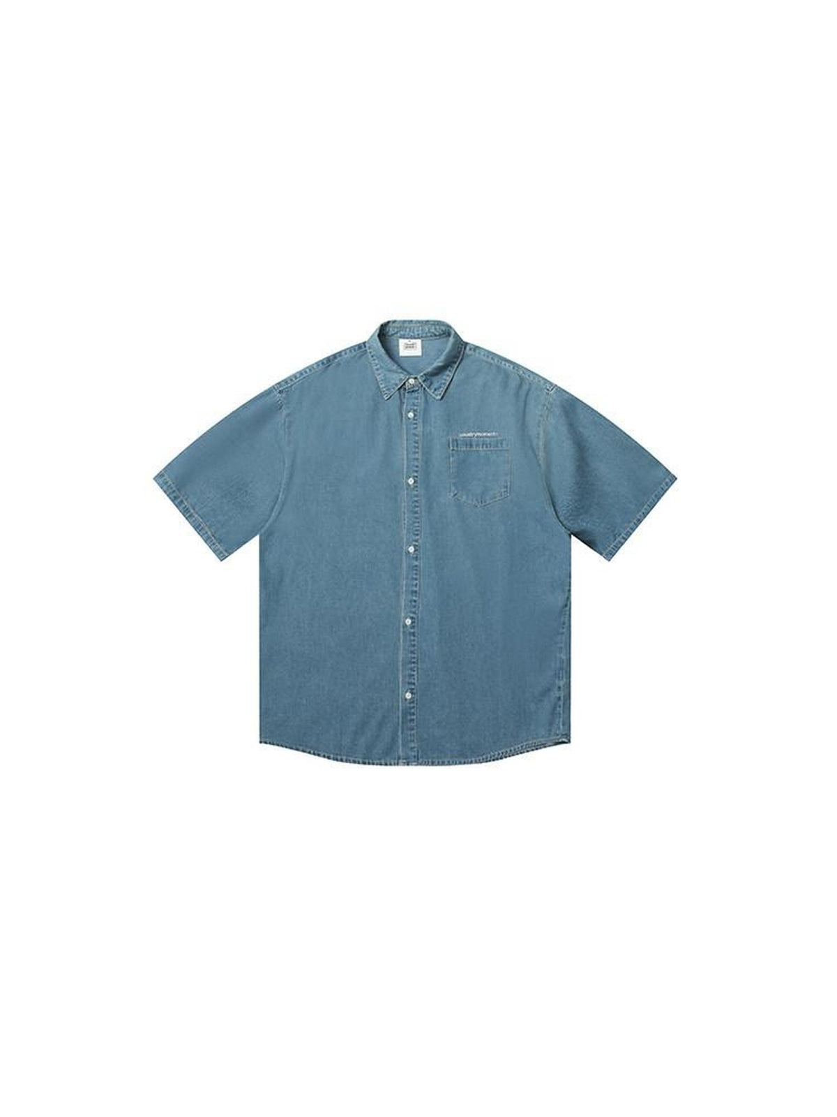 Country Moment 100% Cotton Square Neck Loose Short Sleeve Japanese Vintage Teen Blue Shirts