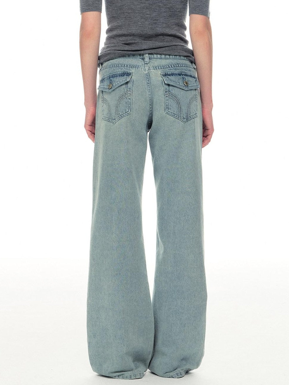 Country Moment Breathable Midrise Waterwash Loose Unisex Casual Cotton Wide Leg Jeans