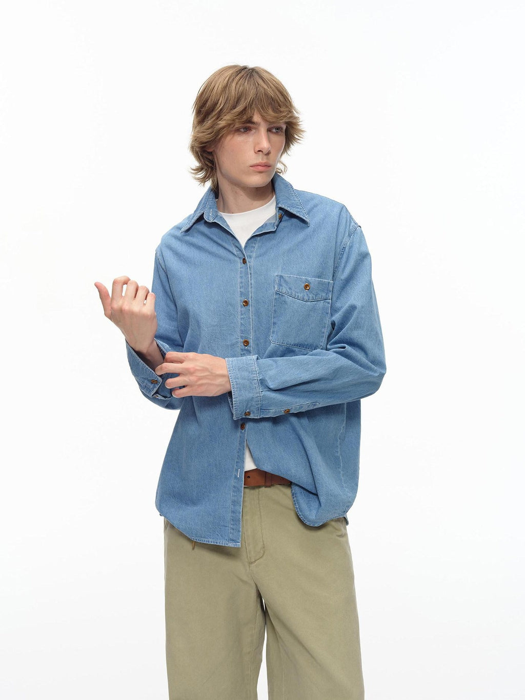 Country Moment Washed Cotton Oversized Vintage Shirt Collar Unisex Breathable Denim Jackets