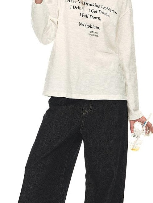 Country Moment Breathable Cotton Slub Loose Printed Women Graphic Citywalk Long Sleeve T-Shirts