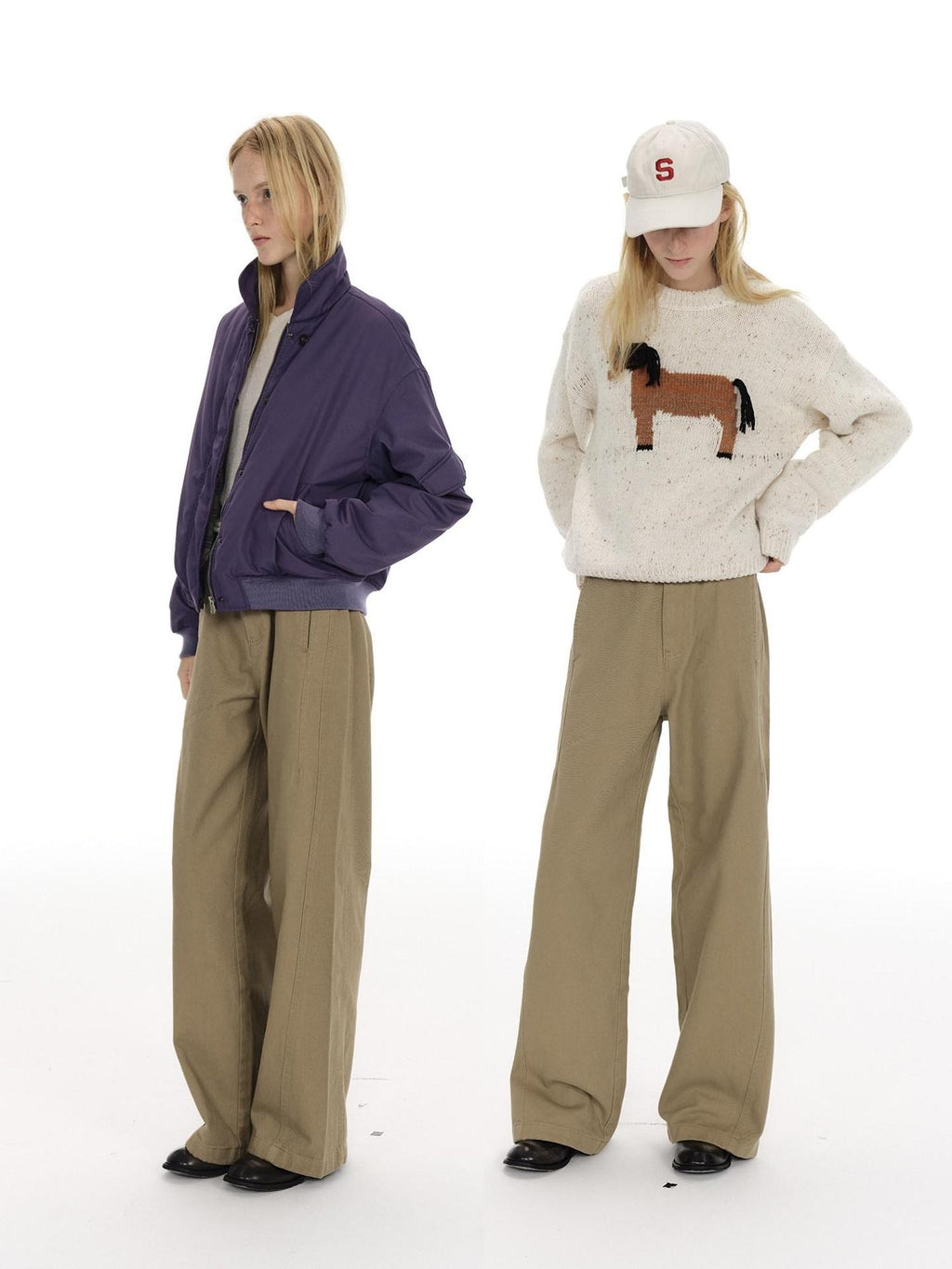 Country Moment 100 Percent Cotton Relaxed Wide Leg Casual Unisex Khaki Black Cargo Pants