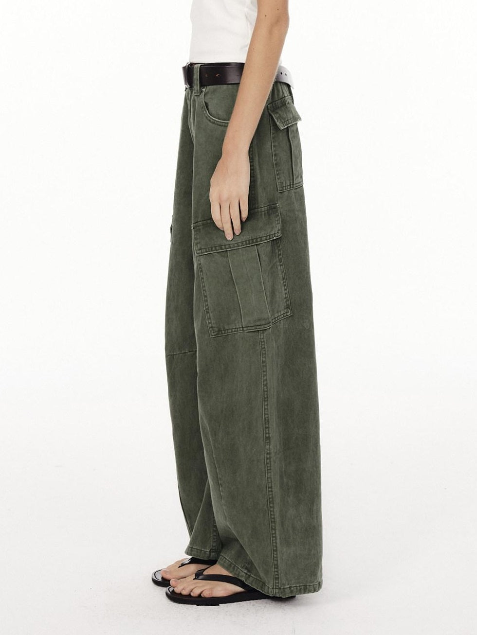Country Moment Breathable Washed Cotton Relaxed Straight Pocket Button Fly Casual Cargo Pants