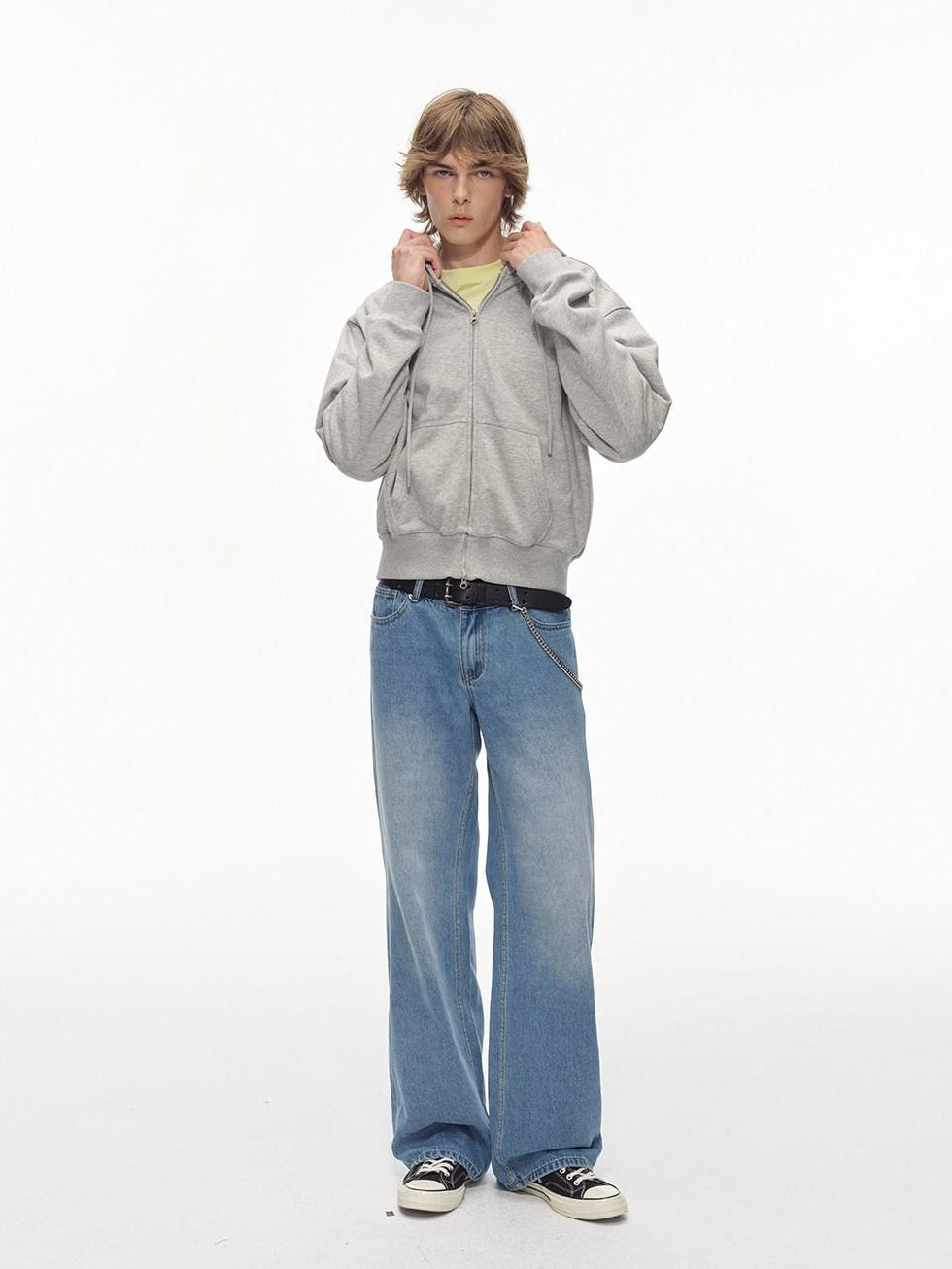Country Moment Washed Light Blue Midrise Zip Fly Relaxed Fit Cotton Blend Straight Leg Jeans