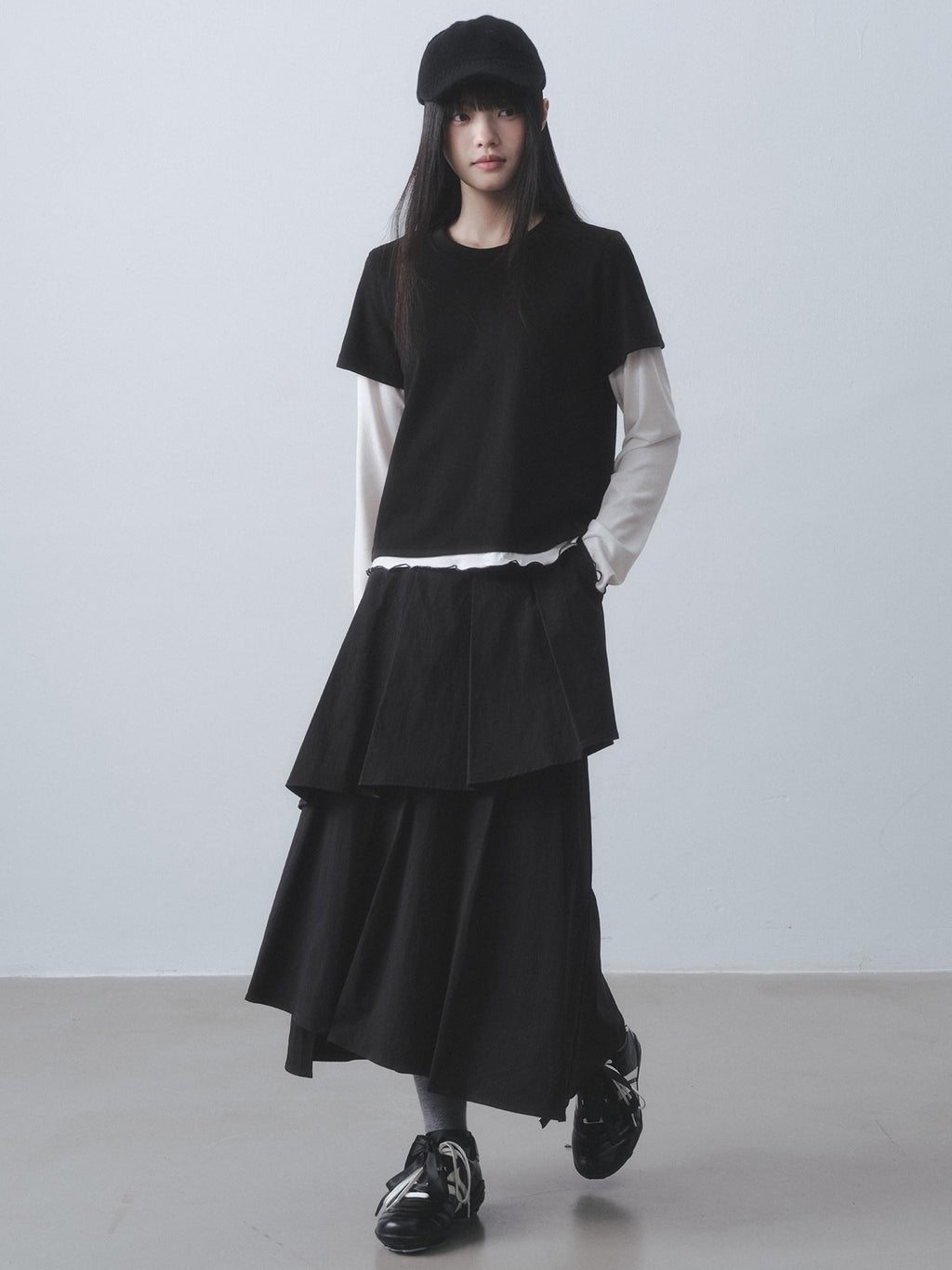 DDGIRL studio Retains Shape Double Lined Pleated High Waist Women Cotton Blend Maxi Skirts