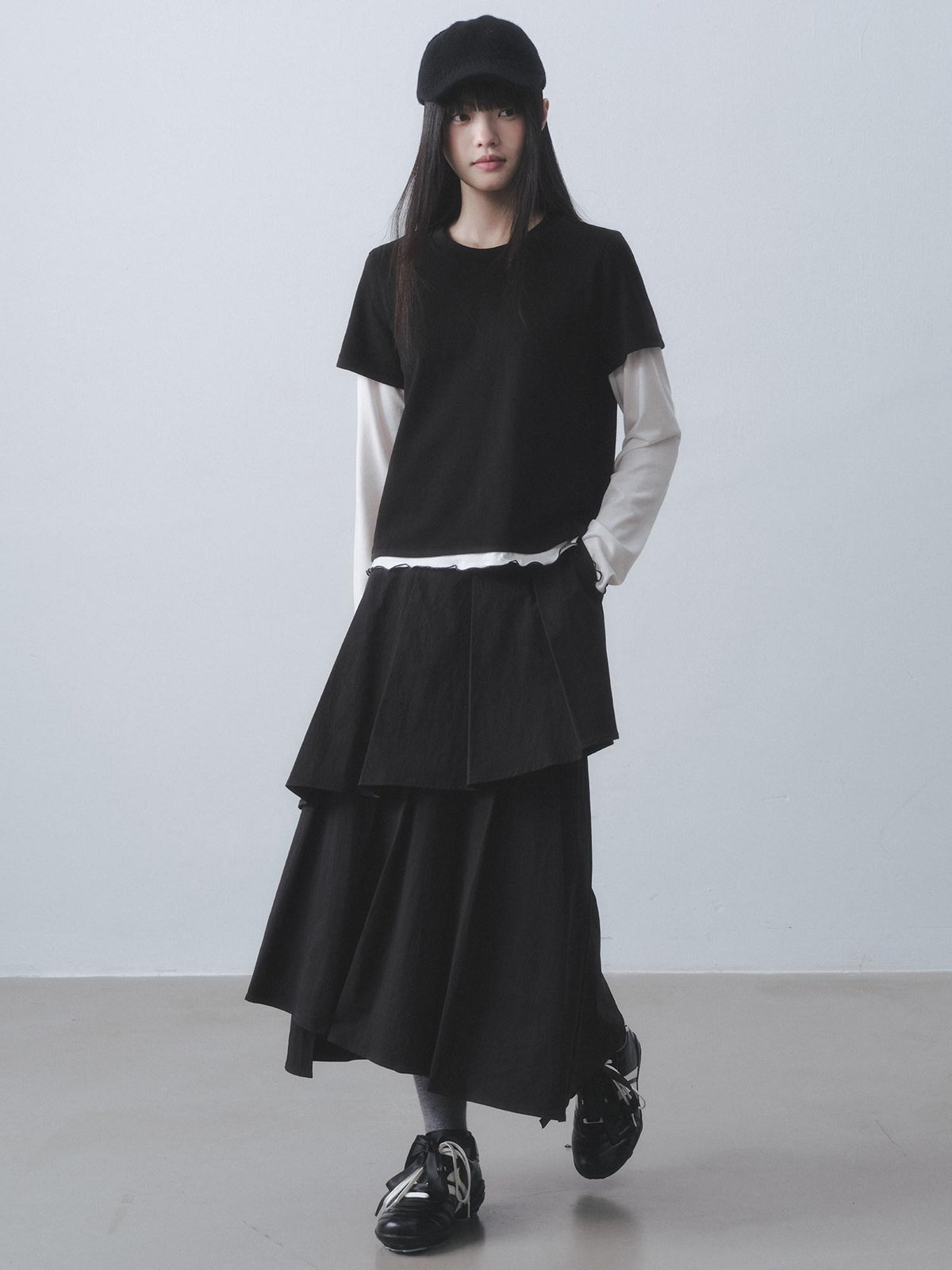 DDGIRL studio Retains Shape Double Lined Pleated High Waist Women Cotton Blend Maxi Skirts
