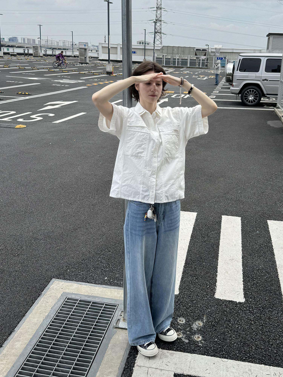 Country Moment Soft Breathable Washed Cotton Linen Loose Pocket Square Neck Unisex Shirts