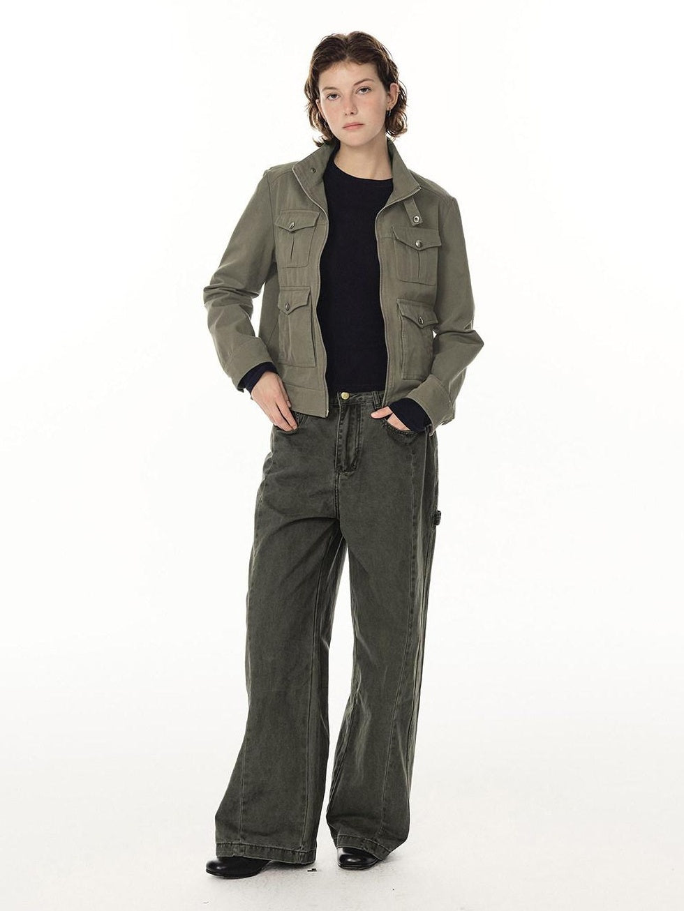 Country Moment Durable Cotton Utility Structured Multi Pocket Unisex Zip Cropped Jackets