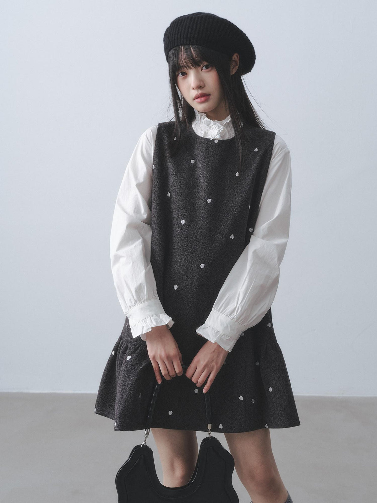DDGIRL studio Pure Cotton Breathable Rose Lace Stand Collar Loose Fit Ruffle Sleeves Shirts