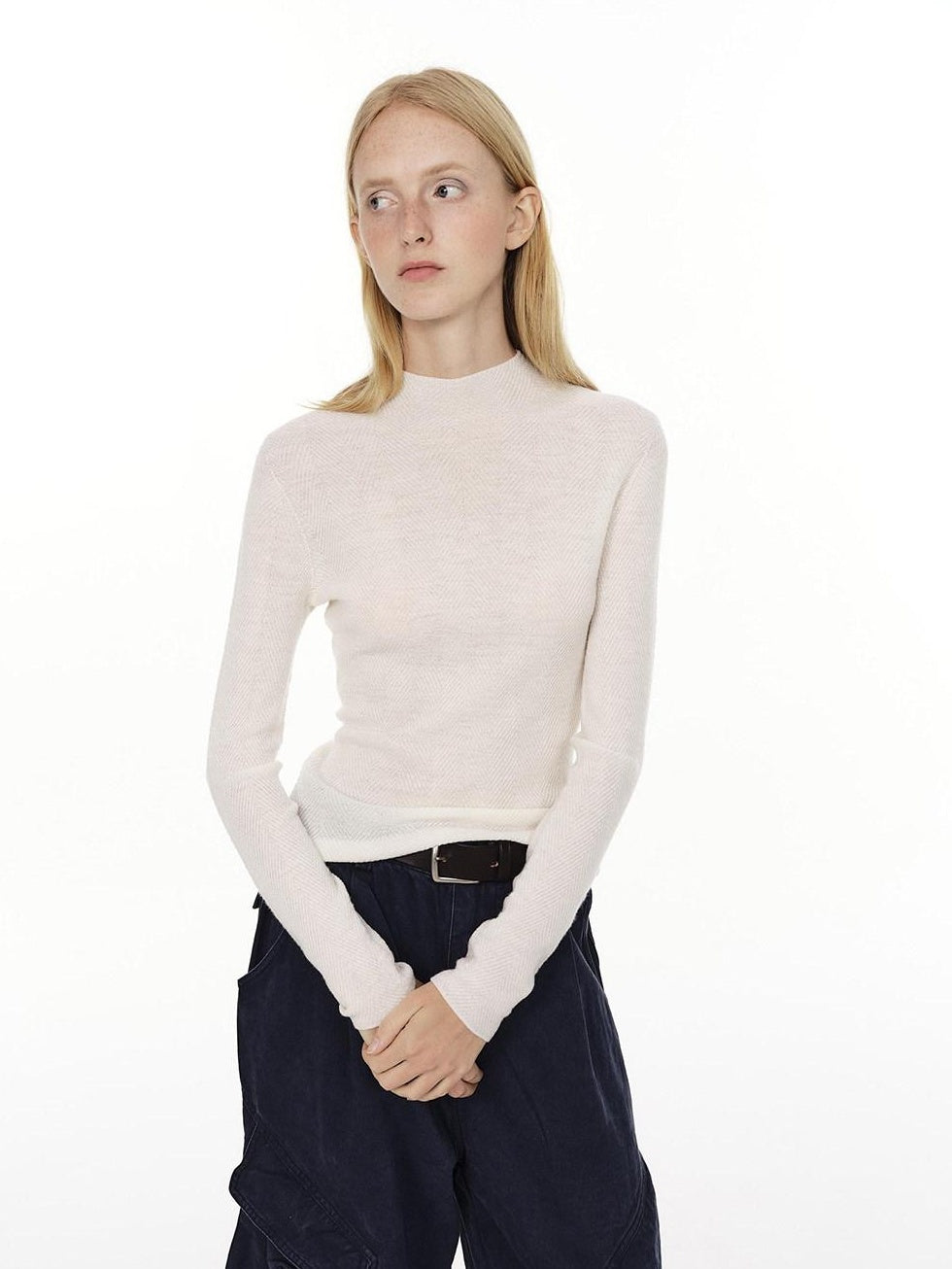 Country Moment Washable Pure Wool Slim Fit Half Turtleneck Pullover Women Casual Work Sweaters