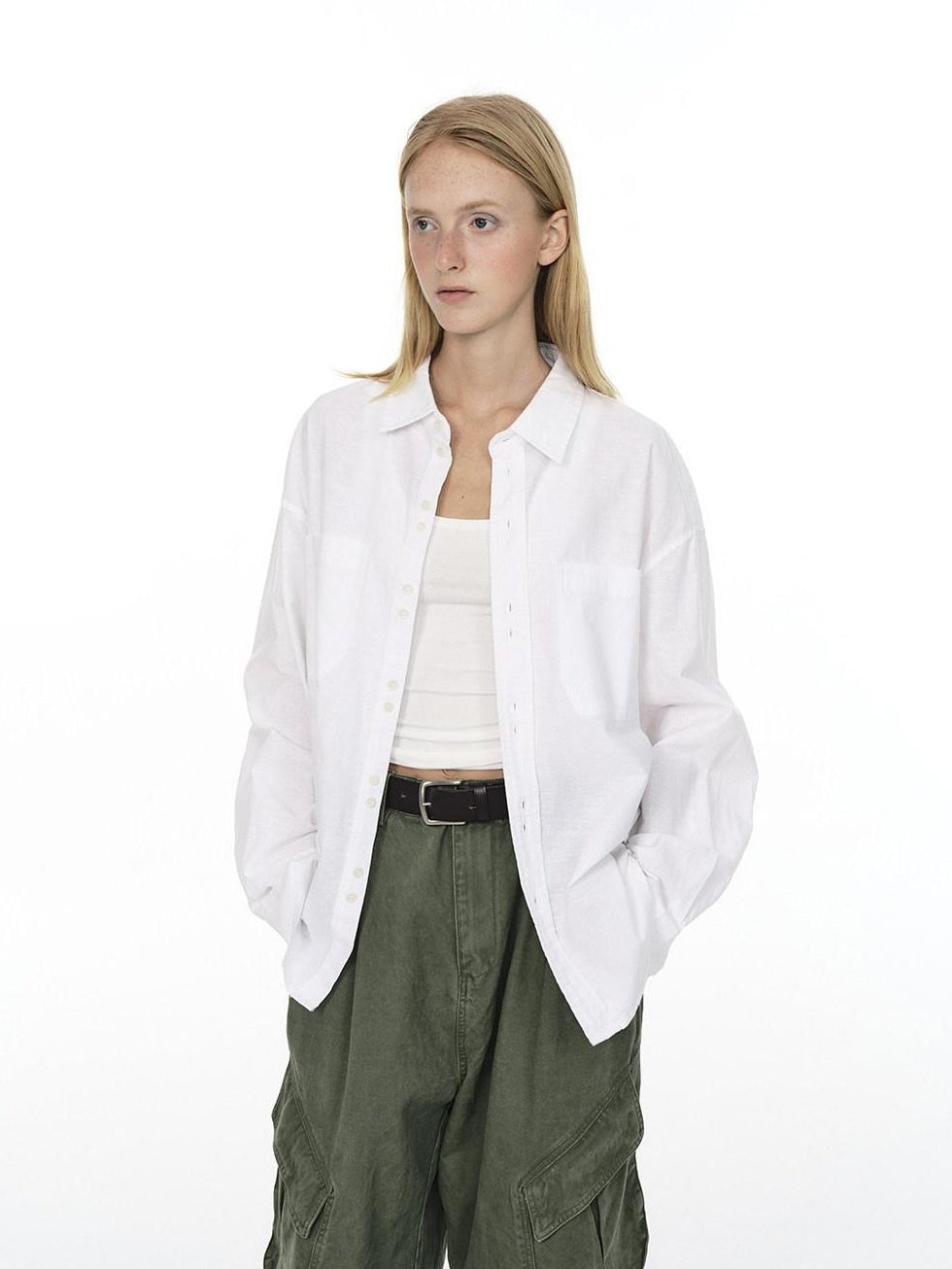 Country Moment Breathable Cotton Linen Loose Fit Button Front Collared Unisex Shirts