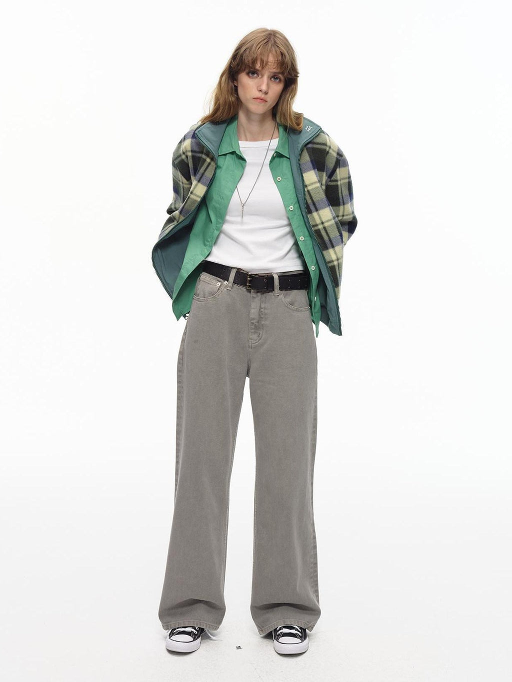 Country Moment High Waist Washed Pure Cotton Dark Khaki American Breathable Straight Leg Jeans