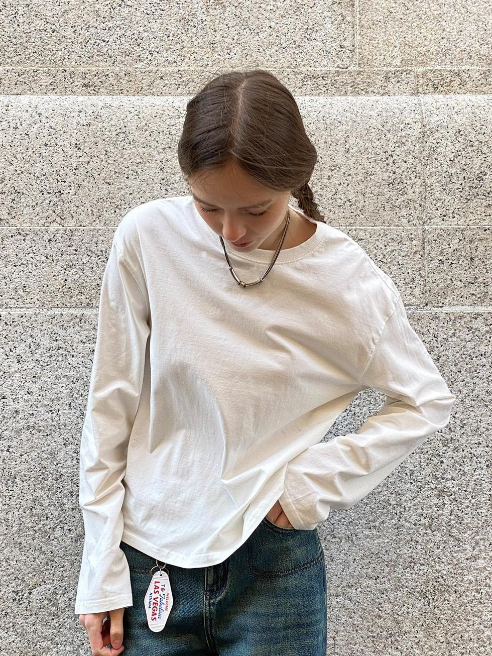 Country Moment Warm Cotton Loose Crewneck Unisex Teen Casual Solid Long Sleeve T-Shirts
