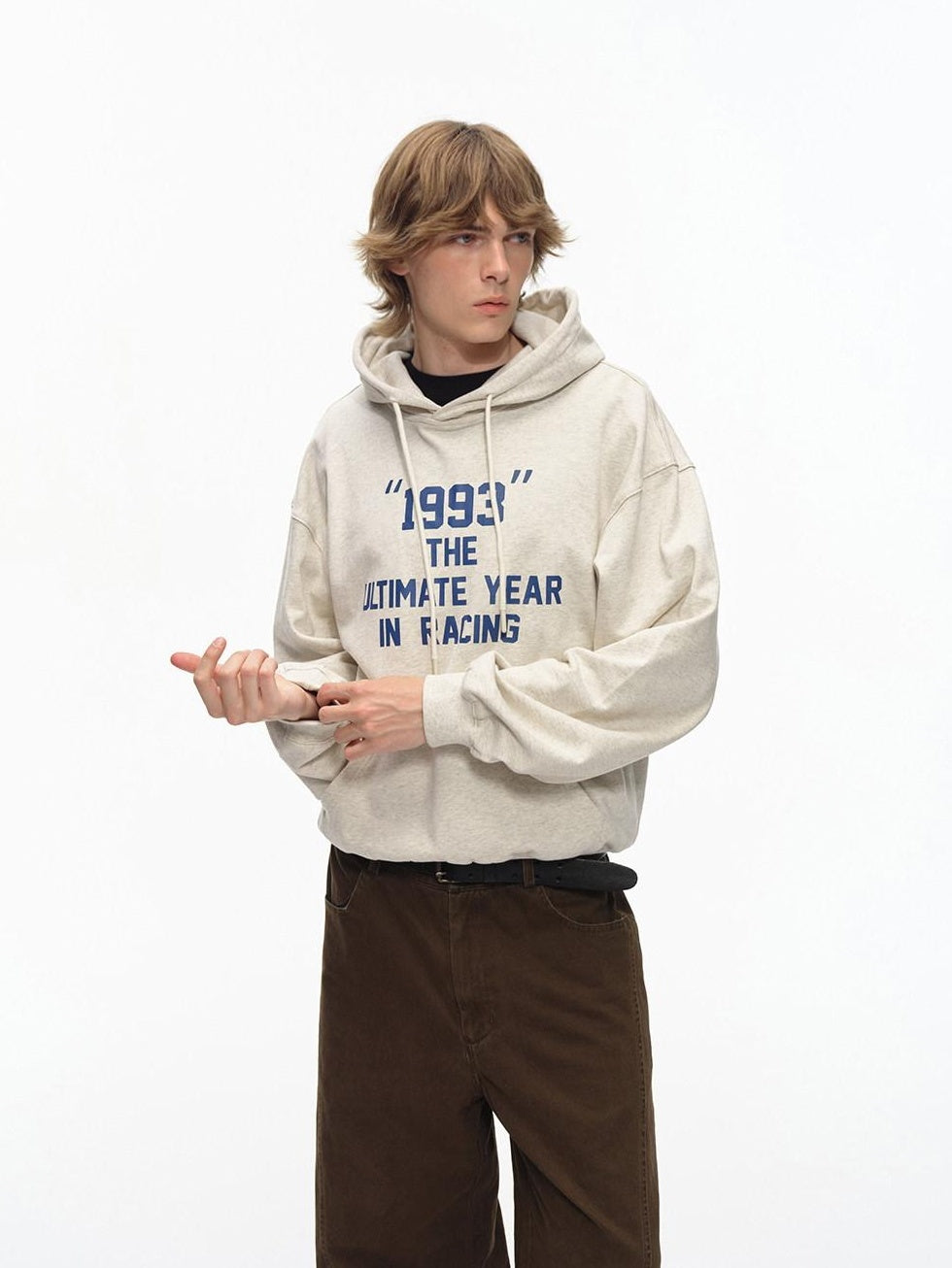 Country Moment Pure Cotton Loose Fit Hooded Letter Print Drop Shoulder Unisex Casual Hoodie