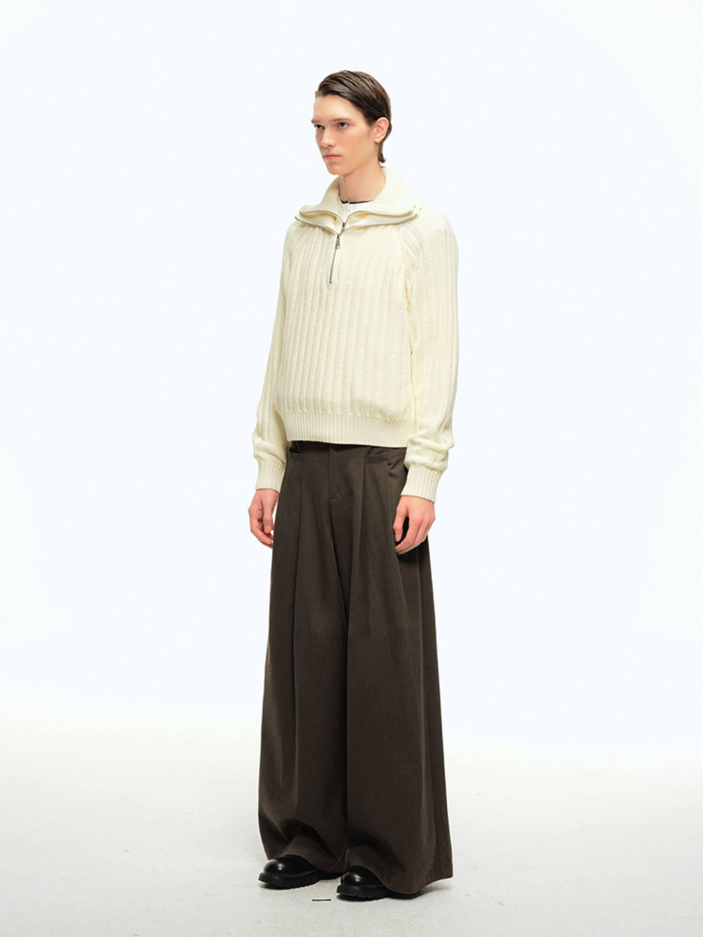 Country Moment Lyocell Cotton Blend Extra Wide Flared Youth Casual Brown Wide Leg Pants