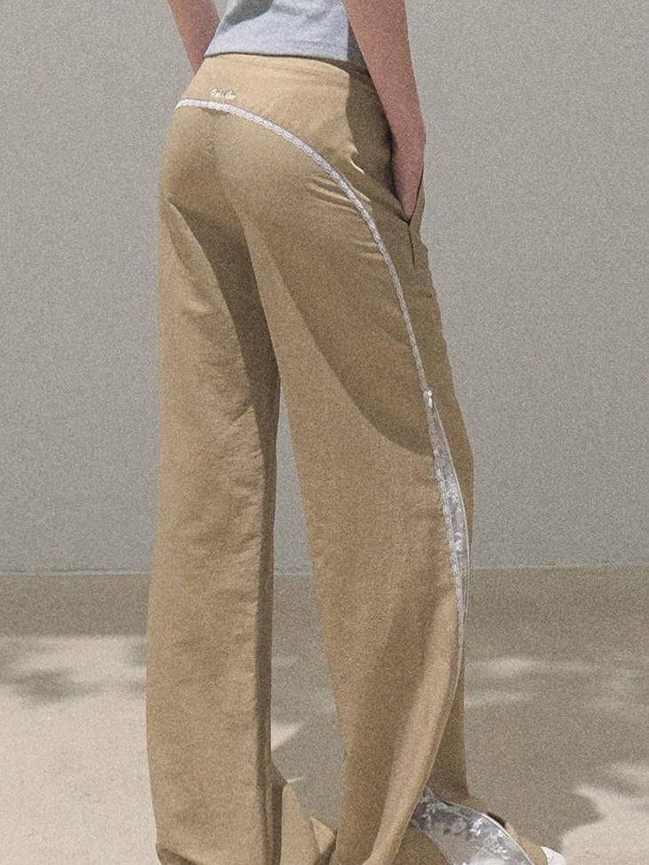 7 OAKMOO Minimalist High Waist Loose Workwear Cupro Nylon Blend Wide Leg Pants