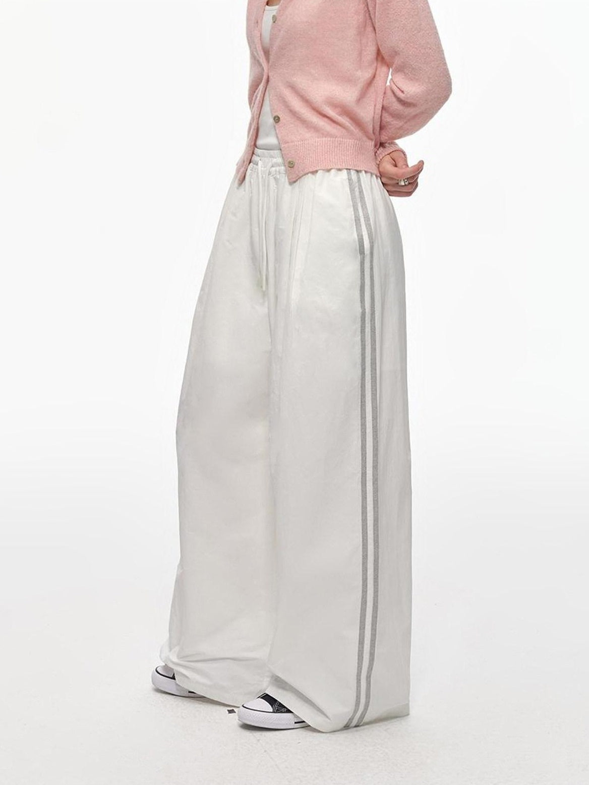 Country Moment Elastic Waist Loose Fit Youth Striped Cotton Blend Straight Pants