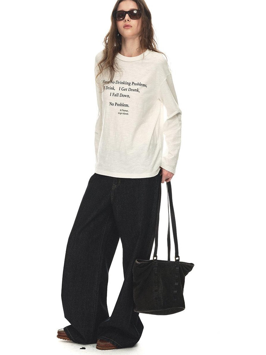 Country Moment Breathable Cotton Slub Loose Printed Women Graphic Citywalk Long Sleeve T-Shirts