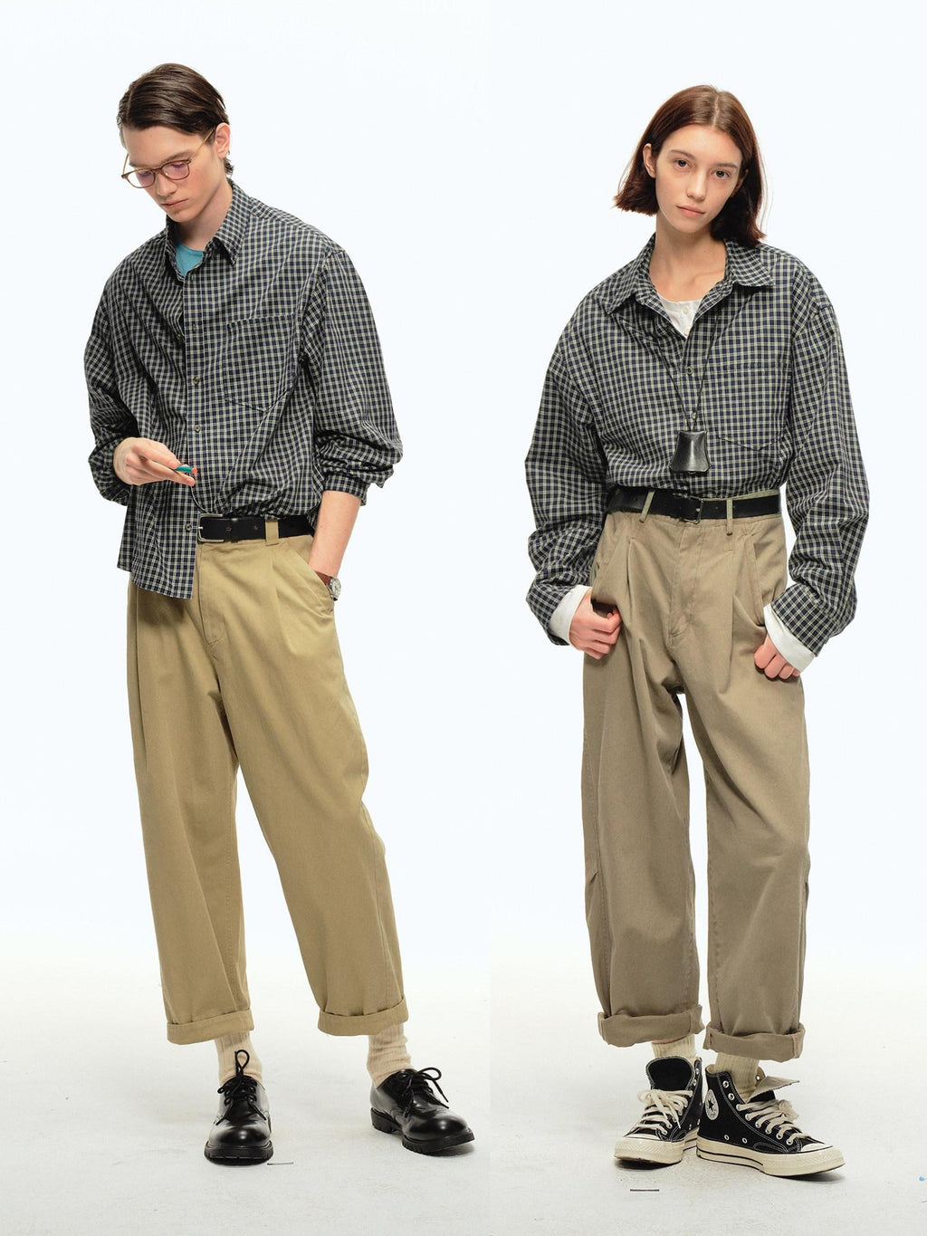 Country Moment Breathable 100% Cotton Loose Fit Long Sleeve Plaid Cropped Unisex Casual Shirts