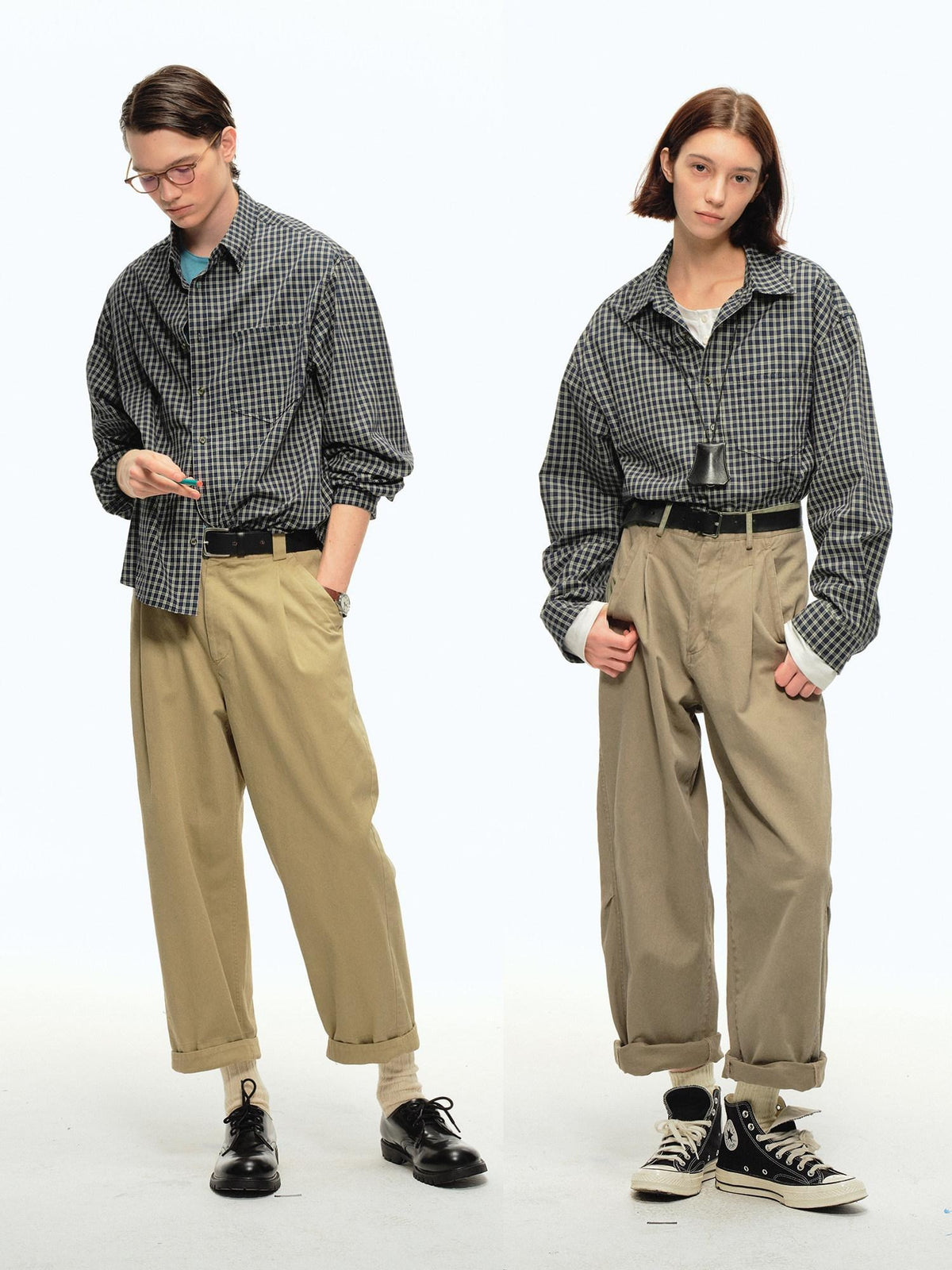 Country Moment Breathable 100% Cotton Loose Fit Long Sleeve Plaid Cropped Unisex Casual Shirts