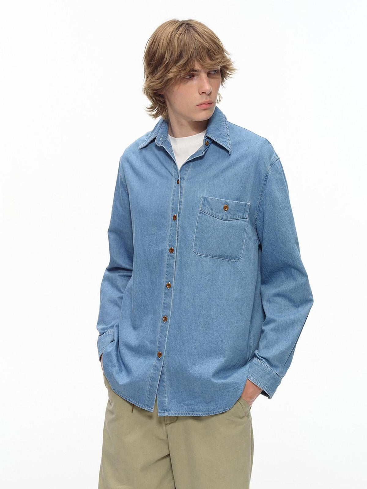 Country Moment Washed Cotton Oversized Vintage Shirt Collar Unisex Breathable Denim Jackets