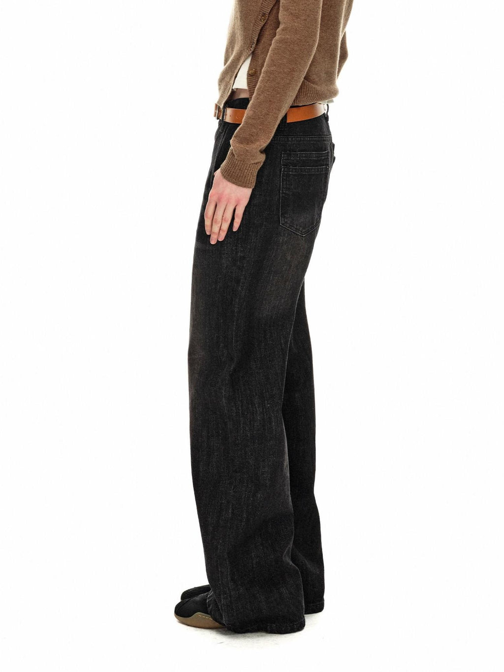 Country Moment Distressed Low Rise Cotton Non Stretch Casual Unisex Black Straight Leg Jeans