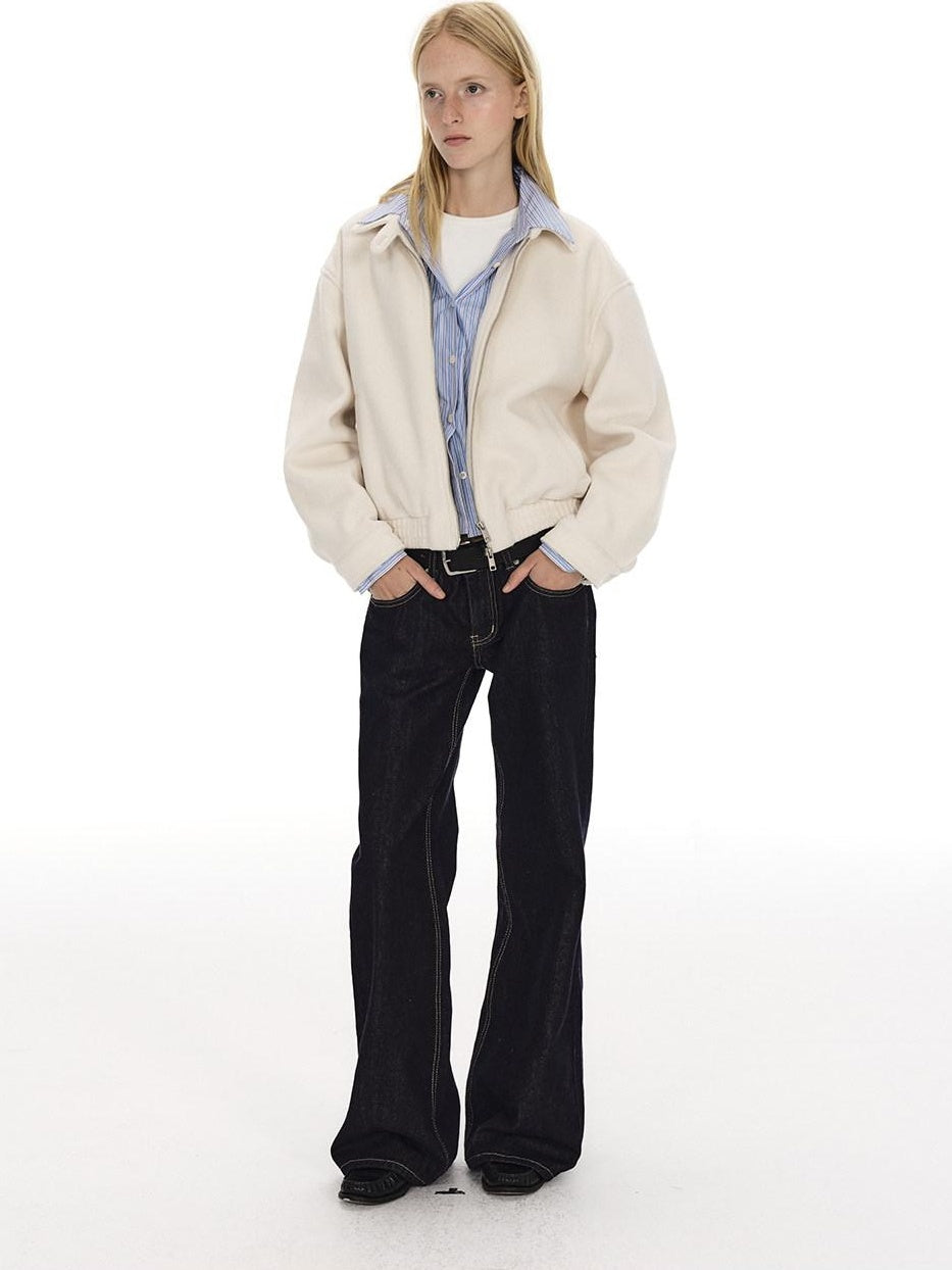 Country Moment Slim Youthful Zipper Lapel Polyester Blend Beige Casual Women Cropped Jackets