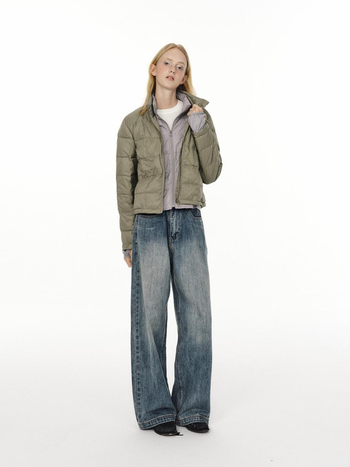 Country Moment High Waist Button Fly Non Stretch Blue Cotton Casual Youth Straight Leg Jeans