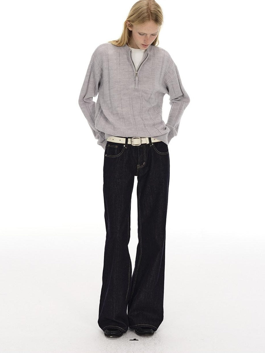 Country Moment Blue Cotton Blend Low Rise Zip Fly Fitted Casual Youth Washed Straight Leg Jeans