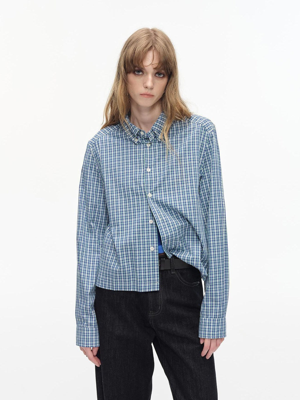 Country Moment Soft Breathable Cotton Loose Plaid Button Collared Women Long Sleeve Shirts