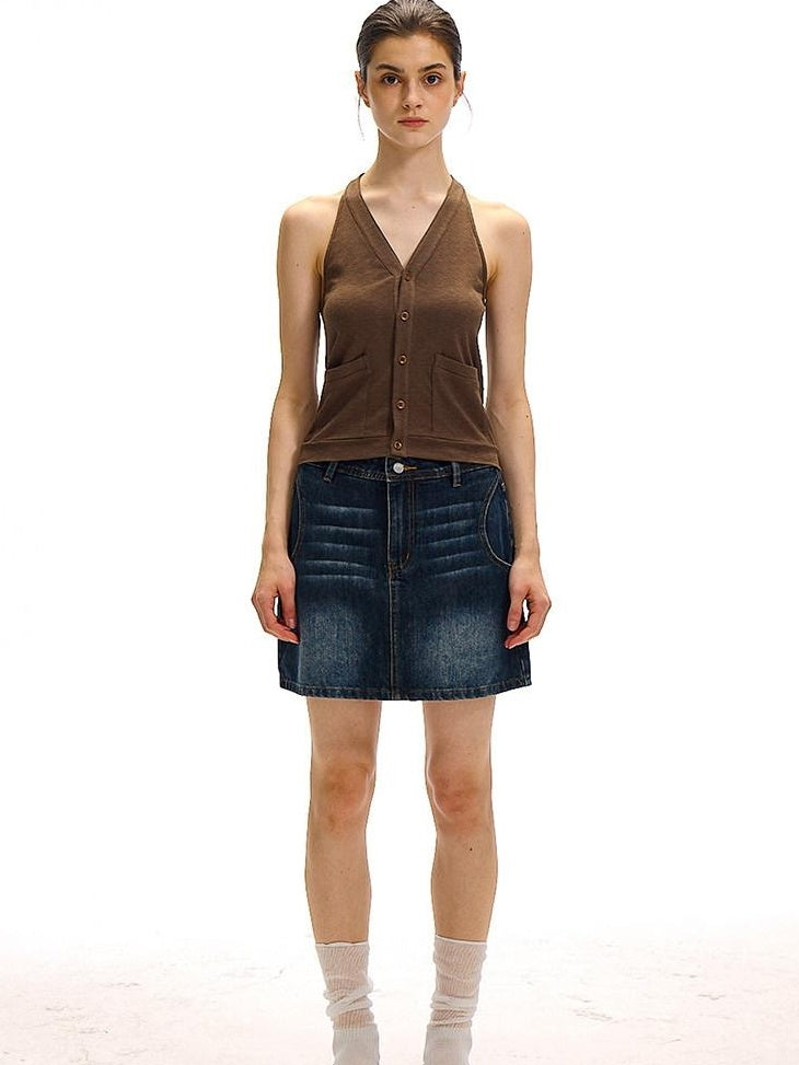 Country Moment Original Design Slim Fit Halter Neck Viscose Cotton Stretch Womens Tank Tops