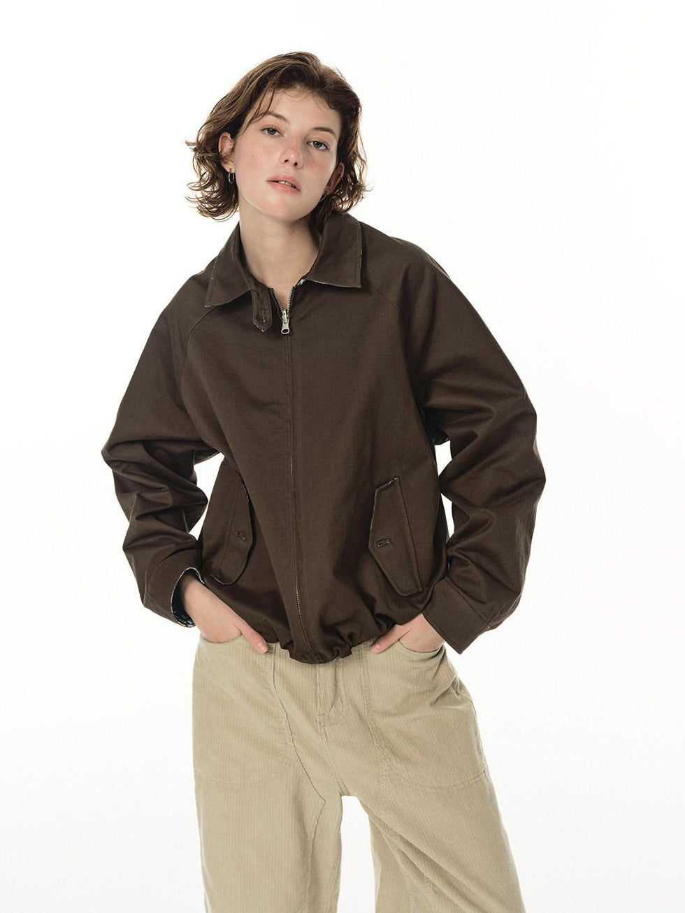 Country Moment Reversible Cotton Relaxed Raglan Unisex Checked Zip Pockets Cropped Jackets