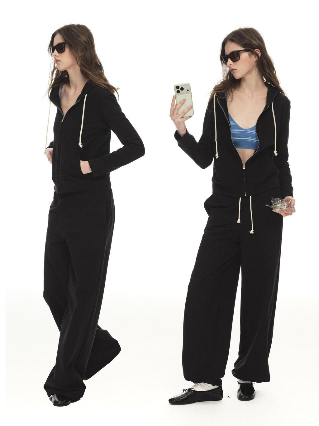 Country Moment Pure Cotton Slim Fit Cropped Zip Up Hooded Casual Youth Student Women Hoodie