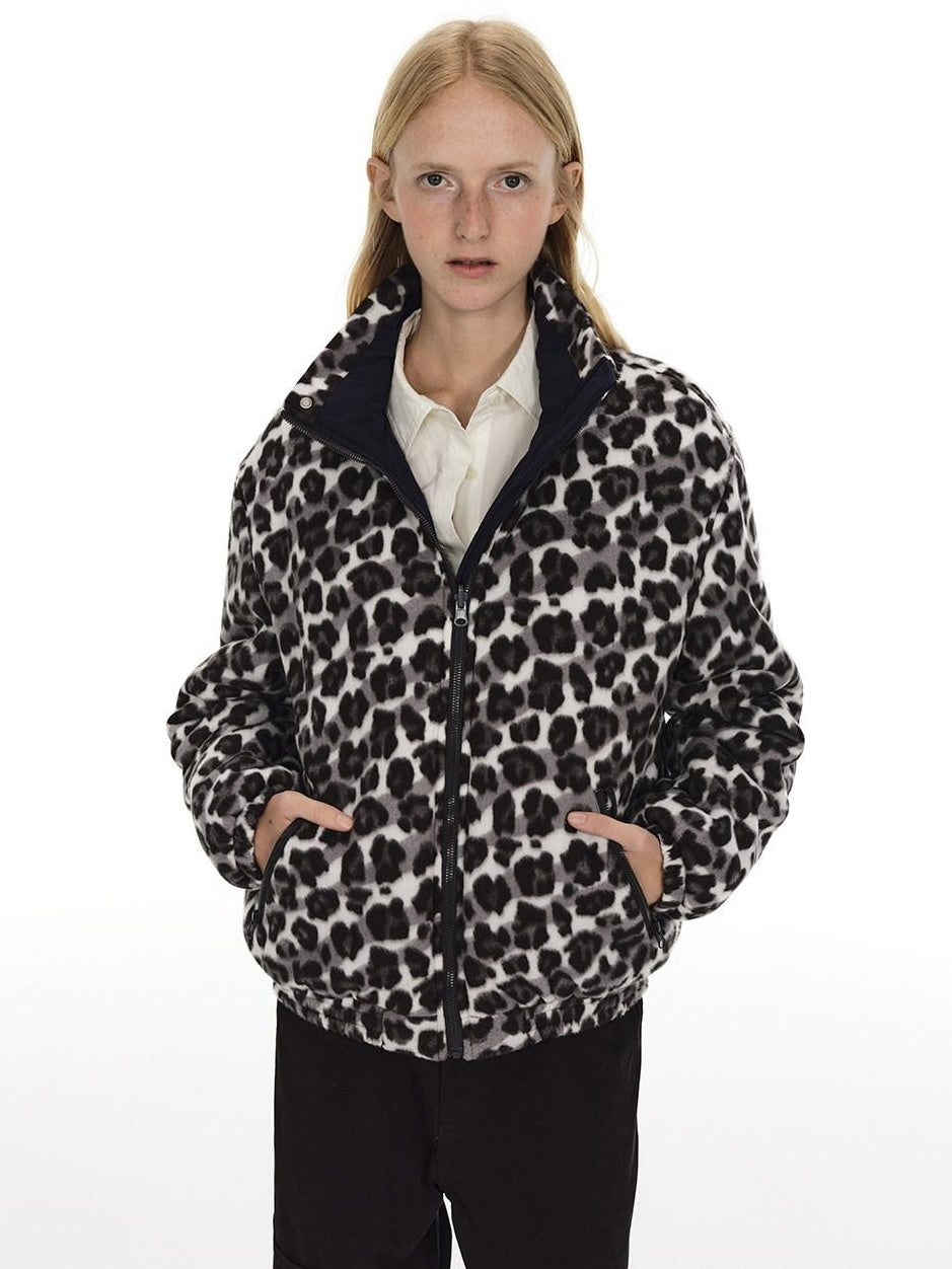 Country Moment Reversible Cotton Lined Oversized Stand Collar Youth Navy Puffer Jackets