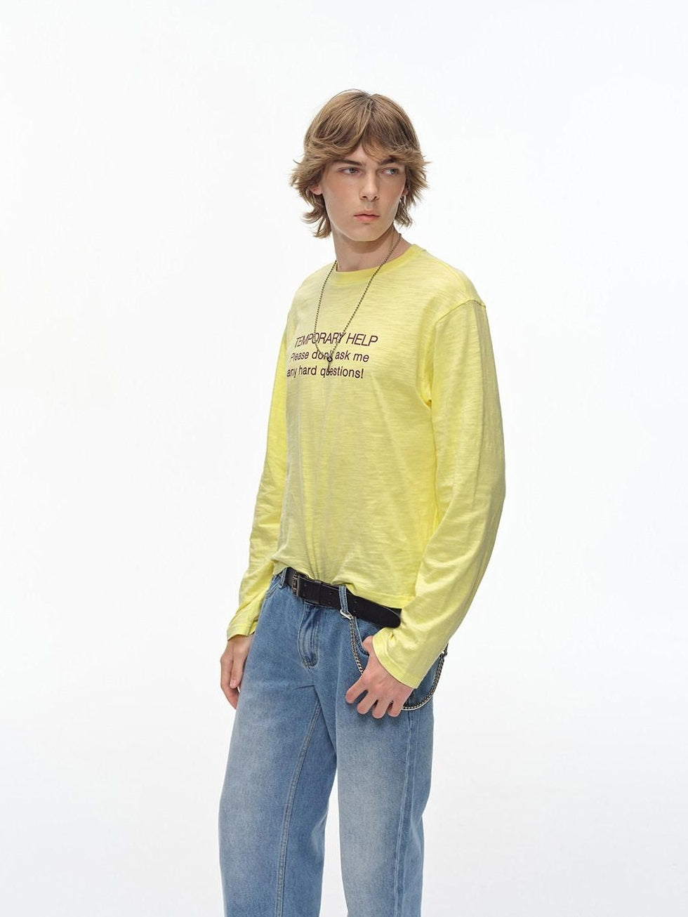 Country Moment Breathable Cotton Loose Fit Round Neck Unisex Letter Print Long Sleeve T-Shirts