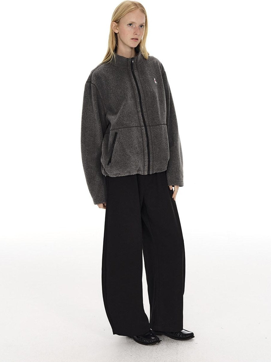 Country Moment Warm Embroidered Zipper Oversized Relaxed Unisex Casual Polyester Sweatshirt